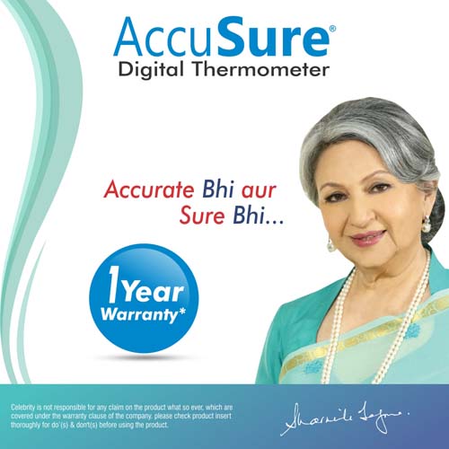 accusure digital thermometer poster with model accurate bhi sahi bhi 1 year warrantee